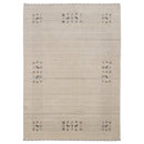 Beige Contemporary Solid Border Design Hand Loomed Wool Area Rug