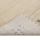 Beige Contemporary Solid Border Design Hand Loomed Wool Area Rug