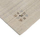Beige Contemporary Solid Border Design Hand Loomed Wool Area Rug