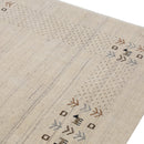 Beige Contemporary Solid Border Design Hand Loomed Wool Area Rug
