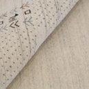 Beige Contemporary Solid Border Design Hand Loomed Wool Area Rug