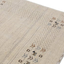 Beige Contemporary Solid Border Design Hand Loomed Wool Area Rug