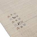 Beige Contemporary Solid Border Design Hand Loomed Wool Area Rug