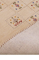 Beige Contemporary Tribal Design Hand Loomed Wool Rug