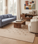 Beige Contemporary Tribal Design Hand Loomed Wool Rug
