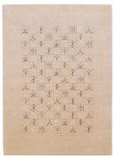 Beige Contemporary Tribal Design Hand Loomed Wool Rug
