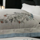 Beige cotton flowers horse embroidery bedding set bedroom decor