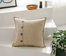 Beige cotton linen cushion cover with buttons for living room decor