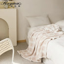Beige & cream fluffy stripe plaid blanket bedroom microfiber throw