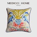 Beige egret bird pattern art pillow case for living room sofa