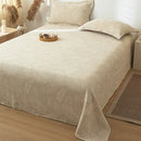Beige fern leaf cotton linen bed sheet set bedroom bedding