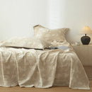 Beige fern leaf cotton linen bed sheet set bedroom bedding