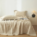 Beige fern leaf cotton linen bed sheet set bedroom bedding
