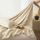 Beige fern leaf cotton linen bed sheet set bedroom bedding