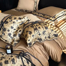 Beige floral satin cotton patchwork bedding set bedroom linens