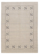 Beige Gabbeh Border Design Hand Loomed Wool Area Rug