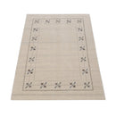 Beige Gabbeh Border Design Hand Loomed Wool Area Rug