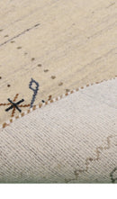 Beige Gabbeh Border Design Hand Loomed Wool Area Rug
