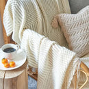 Beige geometric knitted tassel blanket bedroom throw decorbites 3d knitted