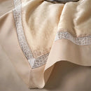 Beige & gold leopard jacquard summer bedding set bedroom lace trim