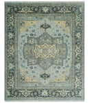 Custom made Beige, Gray and Charcoal Hand Knotted  Traditional Heriz Wool Rug