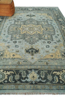 Custom made Beige, Gray and Charcoal Hand Knotted  Traditional Heriz Wool Rug