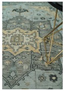 Custom made Beige, Gray and Charcoal Hand Knotted  Traditional Heriz Wool Rug