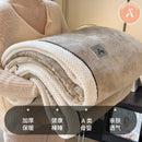 Beige & gray luxury velvet plush cotton blanket bedroom throw