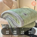 Beige & gray luxury velvet plush cotton blanket bedroom throw