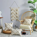 Beige handmade geometric tufted pillowcase set bedroom tassel decor