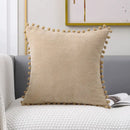 Beige knitted pompom decorative pillow cover living room decor
