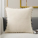 Beige knitted pompom decorative pillow cover living room decor