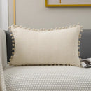 Beige knitted pompom decorative pillow cover living room decor