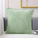 Beige knitted pompom decorative pillow cover living room decor