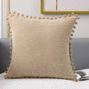 Beige knitted pompom decorative pillow cover living room decor