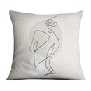 Beige Line Art Cushion