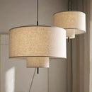 Beige linen bohemia fabric pendel lamp for office or living room