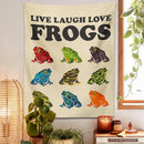 Beige live laugh love frogs tapestry wall hanging for bedroom