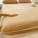 Beige milk velvet fitted sheet bedroom plush mattress topper