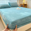 Beige milk velvet fitted sheet bedroom plush mattress topper