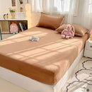 Beige milk velvet fitted sheet bedroom plush mattress topper
