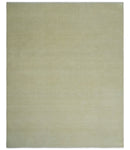 Beige Modern Solid Hand knotted 8x10 wool Area Rug