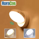 Beige motion sensor rotate night light bedroom wall lamp