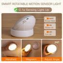 Beige motion sensor rotate night light bedroom wall lamp