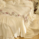 Beige pink lace embroidery bedding set – bedroom floral duvet cover
