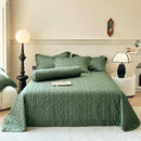 Beige quilted floral eucalyptus fiber bedspread bedroom ruffled cover