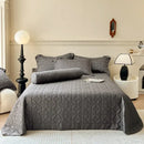 Beige quilted floral eucalyptus fiber bedspread bedroom ruffled cover