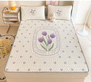 Beige & red cartoon pattern latex mattress bedroom quilted bed sheets