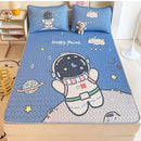 Beige & red cartoon pattern latex mattress bedroom quilted bed sheets