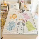 Beige & red cartoon pattern latex mattress bedroom quilted bed sheets